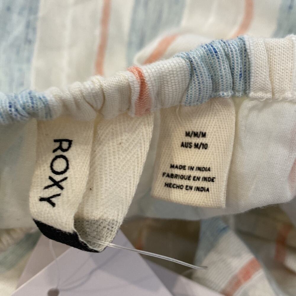 Roxy Snow White Omega Stripe Ruffle Sunday With You Sleeveless Dress NWT Sz M - Picture 7 of 16